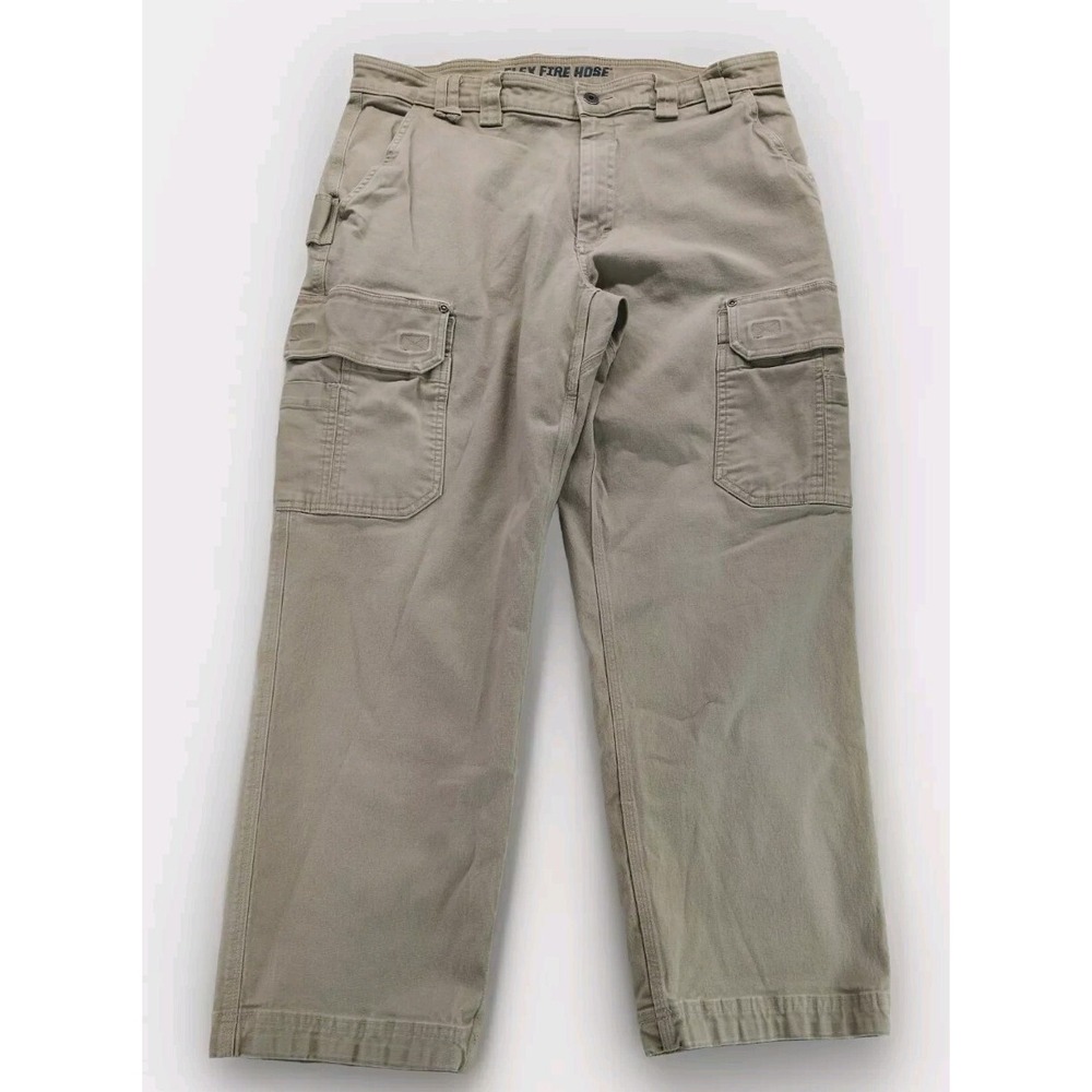 Duluth Trading Men's Heavy Duty Canvas Cargo Utility Beige Pants 38×30 (36×29)
